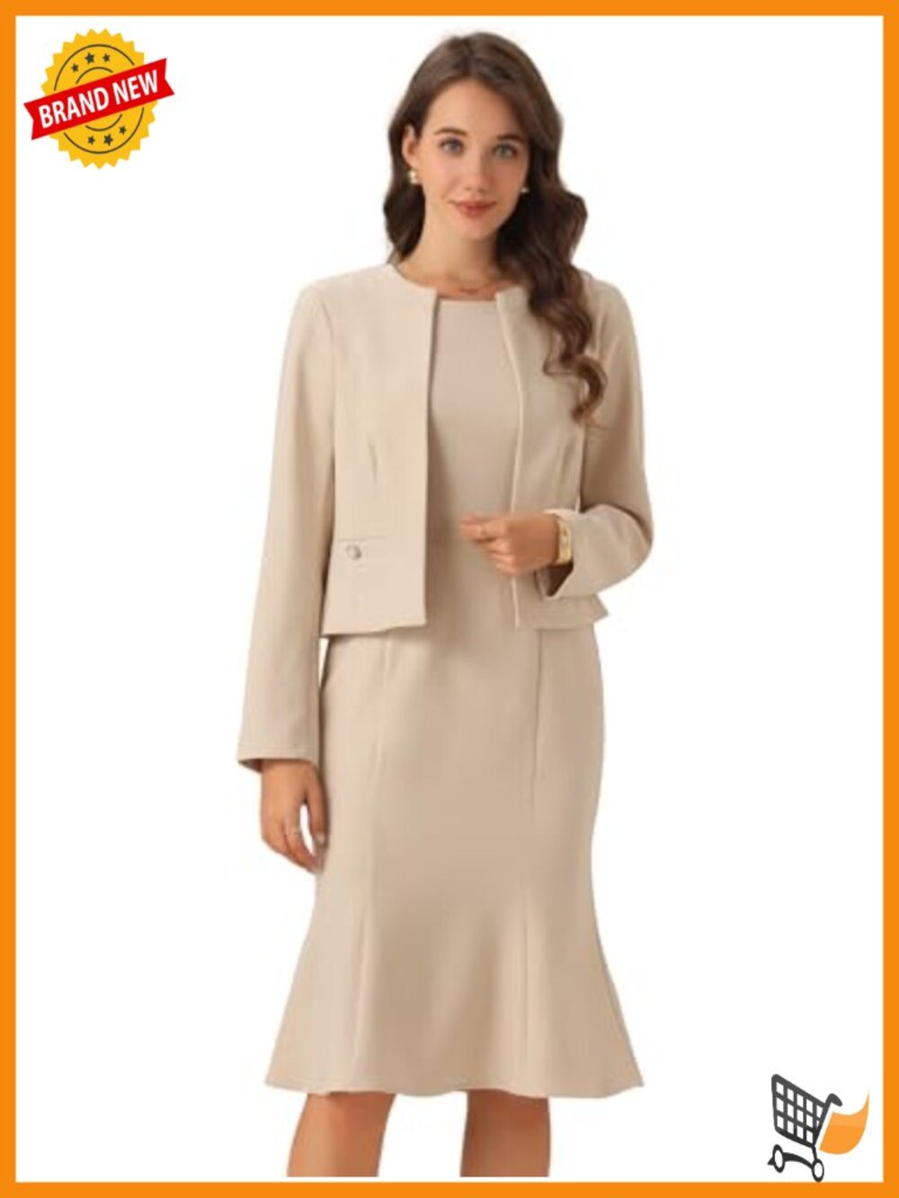 Cropped Blazer and Sleeveless Mermaid Dress 2 Piece Suit Set